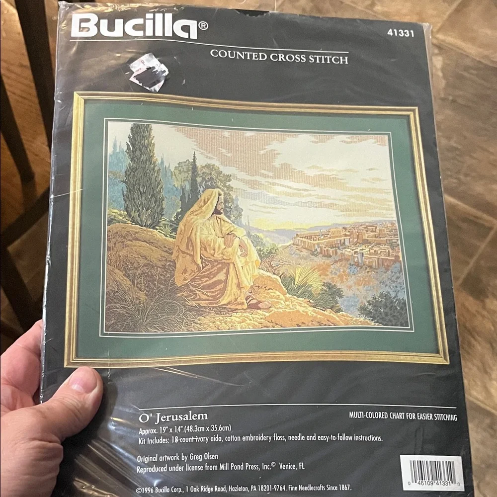 Bucilla Counted Cross Stitch Kit - Green and Tan Jerusalem